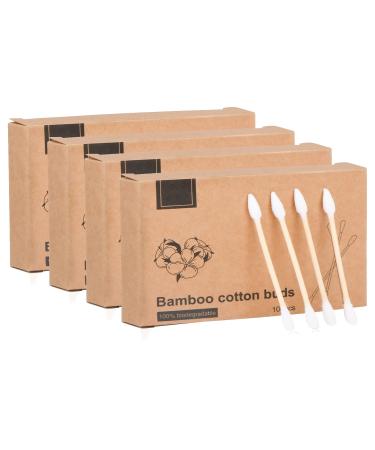Eco-Friendly Bamboo Cotton Swabs | Biodegradable & Soft | 400 Colorful Tips - 4 Pack - Buy Online on GoSupps.com