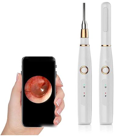 KouRy Ear Wax Removal Ear Cleaner Ear Wax Removal Kit Wireless Ear Wax Remover Otoscope with 1080P HD Endoscope Ear Camera Ear Wax Removal Tool (White)