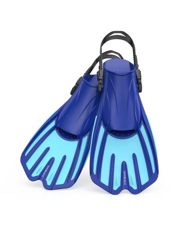 DOOHALO Swim Fins Snorkel Fins for Swimming Training Adult Swimming Flippers for Lap Swimming Diving Adjustable Size L//XL(Adult US Size:8.5-11) NAVY BLUE +LIGHT BLUE