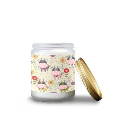 Lavender Candles for Home Scented Aromatherapy Jar Candles 7 oz Long Lasting Candles Scented Candles Gift Set for Women Perfect for Birthday Gifts Pattern with Cartoon Cow