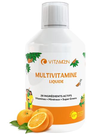 Liquid Multivitamin with Minerals for Women, Men & Kids | Vitamin A B C D3 E ZINC + Super Green Blend | Immunity & Energy | Vegan | Vitamoon