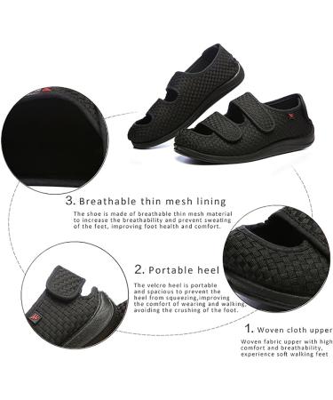 ZJING Diabetic Recovery Slippers for Men - Orthopedic Wide Width Walking Shoes for Arthritis & Swollen Feet - Black, Size 9 - Buy Online on GoSupps.com
