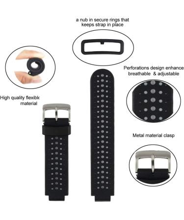 Adjustable Silicone Watch Band for Garmin Forerunner 235 & Approach S20 S5 S6 - Black/White - Buy Online on GoSupps.com