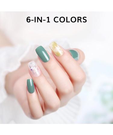 RoseFlower Solid Gel Nail Polish Palette 6 Colors Pudding Gel Nail Polish Palette with Nail Brush Green Solid Gel Polish UV Manicure Nail Art Kit Soak Off Portable Gift for Mom/Girls/Friend DIY Home #4 - Buy Online on GoSupps.com