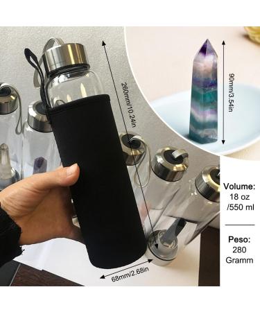 HINATAA Crystal Water Bottle | Detachable 550ml Healing Natural Quartz Bottle | Colorful & Stylish Eco-Friendly Drinkware - Buy Online on GoSupps.com