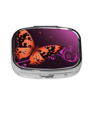 Nice Butterfly Printed Square Pill Box Portable Travelling Pill Box Medicine Organiser