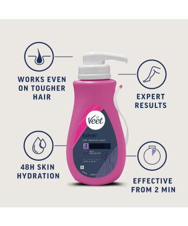 Veet Expert Hair Removal Cream with Shea Butter - 400ml - For All Skin Types - Arms, Legs, Underarms & Bikini - 48 Hr Hydration - Fast & Effective - Pack of 1 - Buy Online on GoSupps.com