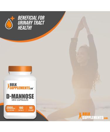 BulkSupplements D-Mannose Capsules - 2000mg Vegan Urinary Tract Health Supplement 180 Veg Capsules 3 Capsules per Serving - Buy Online on GoSupps.com