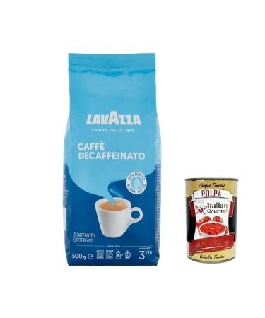 Italian Gourmet E.R. 6 x Lavazza Caff Decaffeinato Decaffeinated Arabica and Robusta Coffee Coffee with almond and honey aromas intensity 3/10 medium roast 500 g + Italian Gourmet Polpa 400 g