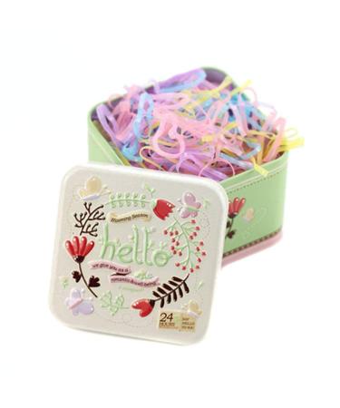 1 box (700 pieces) disposable hair gum ponytail holder elastic hair bands hair bands rubber bands with a cute tin can for babies children girls (candy color) candy colors