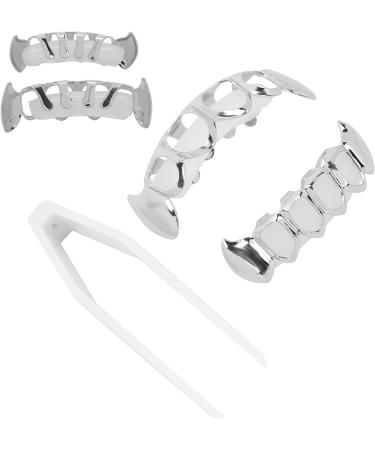 Plated Hip Hop Teeth Costume Hip Hop Teeth Compact Portable Hollow Exquisite Firm Brass for Dancing Party for Concert Gathering(Silver) - Buy Online on GoSupps.com