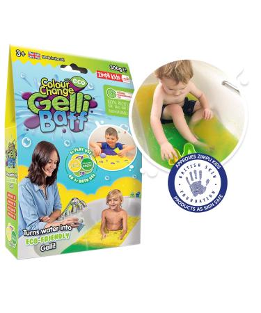Eco Colour Change Gelli Baff Yellow to Green 1 Bath or 6 Play Uses from Zimpli Kids Magically turns water into thick colourful goo Environmentally Friendly Bath Toy for Children Eco-Friendly Gift