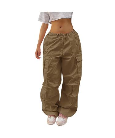 Parachute Pants Y2K Women Cargo Pants Baggy Cargohose Track Pants Streetwear Vintage Jeans Pants 90s E-Girl Streetwear Cargo Pants Y2K Sports Pants Lang 07-Braun S