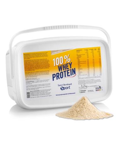 Sanct Bernhard Sport Whey-protein 100% |1.2 kg |Gluten -free & fructose -free |Natural whey protein with high biological value |24g protein per portion |German production & laboratory test