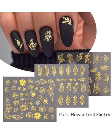 Gold Flowers Nail Art Stickers Decal - 3D Self-Adhesive Flower Leaf Lace Design for Women and Girls - Nail Supplies and Decorations - BL-001MJ - Buy Online on GoSupps.com