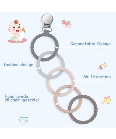 Vicloon Baby Teething Toys - Silicone Teether Chew Toy for Babies | Attachable Baby Links | Food Grade Silicone Teethers (Gray/Brown) - 6 Months - Buy Online on GoSupps.com