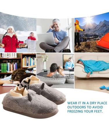 USB Heating Slippers | Adjustable Temperature Plush Cozy Anti-Slip Winter Foot Warmers for Men & Women | Gray Size 42-43 - Buy Online on GoSupps.com