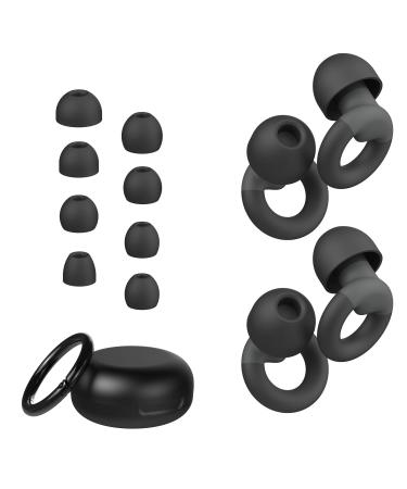 Ear Plugs for Sleeping 2 Pairs of Reusable Earplugs for Noise Reduction 25dB-30dB with 8 Ear Tips Soft Hearing Protection Ear Plugs for Concert Noise Sensitivity Study & Work Black