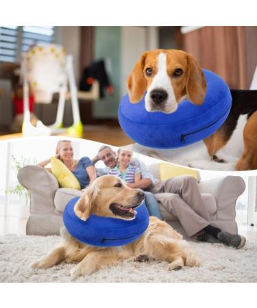 NASJAC Inflatable Hinge Dog & Cat Collar | Adjustable Soft Comfort & Leak Protection | XL Blue | Wound Care After Surgery - Buy Online on GoSupps.com