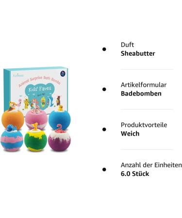 6Pcs Aofmee Bath Bombs for Kids - Fun Foam Bath Additives & Perfect Gifts for Children & Women - Ideal for Birthdays Christmas & Valentine's Day - Buy Online on GoSupps.com