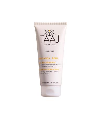 TAAJ | Lait Iris Delhicieux | ABHYANGA | Hydrates Protects & Softens | For supple shower and refreshed skin | No Greasy Effect | 96% ingredients of natural origin | Cruelty Free | 200ml