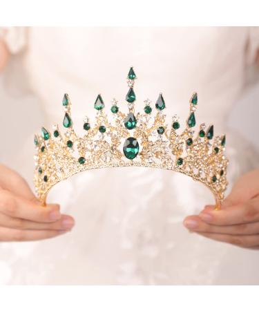 JWICOS Baroque Emerald Green Tiara Crown for Women | Rhinestone Wedding Princess Crown Tiara | Prom, Pageant, Birthday Party Accessory - Buy Online on GoSupps.com