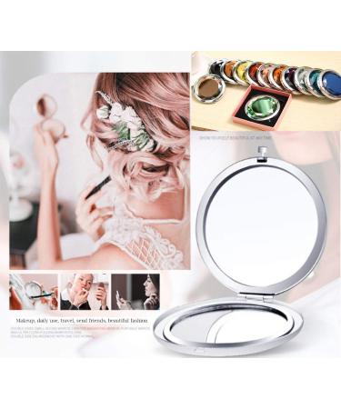 Portable Blue Metal Compact Mirror for Women - Double Sided Makeup Mirror (Normal & Magnifying) - Buy Online on GoSupps.com