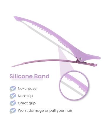 Aimike 6 Hair Clips for Styling & Cutting | No Trace Silicone Tape Hairdresser Clips for Thick & Thin Hair | Macaron Violet Blue & Yellow Compartment Clamps - Buy Online on GoSupps.com