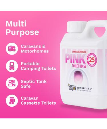 LeisureTime Pink Toilet Rinse 25 Dose - Septic Tank Safe Eco Cleaner for Camping/Portable Toilet - Buy Online on GoSupps.com