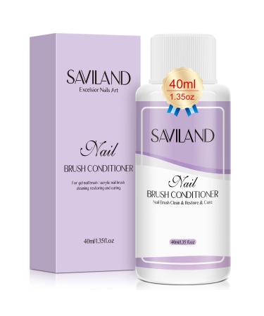 Saviland Nail Brush Cleaner and Conditioner  Quickly Clean Nail Brush Cleaner Gel Acrylic Nail Art Brush Care Acrylic Nail Brush Gel Nail Polish Preserver and Restorer for Nail Salon Home Use 40ML