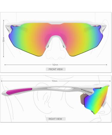 Snowledge Polarized Sports Glasses for Men & Women - Cycling Motorcycle & Outdoor - UV400 Protection Wind Resistant TR90 Frame (White-Revo Red) - Buy Online on GoSupps.com