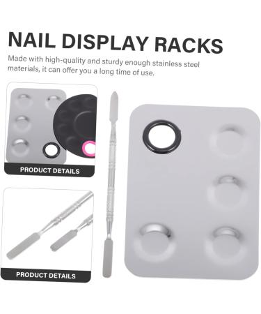 minkissy 1 Set Palette Manicure Color Mixing Trays Makeup Color Pallets with Mixing Stick Manicure Art Tools Nail Paint Mixing Boards Nail Art Tools Foundation Stainless Steel Nail Polish 15X10X0.5CM Silver - Buy Online on GoSupps.com