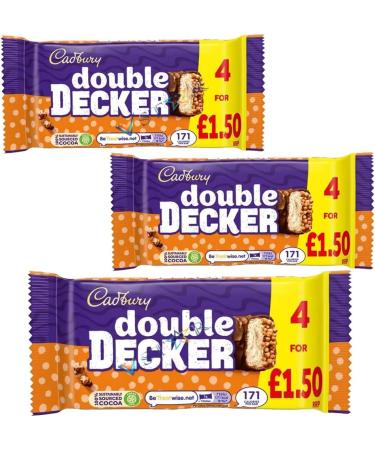 3 x Double Decker Chocolate 1.50 PMP Bar 4 Pack Multipack 149.2g Delicious Tasty And Twisty - Buy Online on GoSupps.com