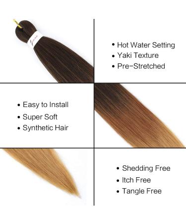 AQINBEL Pre Stretched 26 Braiding Hair - Yaki Texture Crochet Twist Braids (1B/30/27#) - Buy Online on GoSupps.com