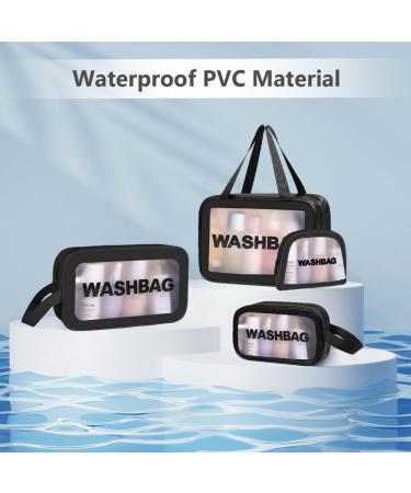 5PCS Clear Toiletry Bag Set - Waterproof Travel Makeup Bags with Zipper Handle, Portable and TSA Approved for Men and Women (Black) - Buy Online on GoSupps.com