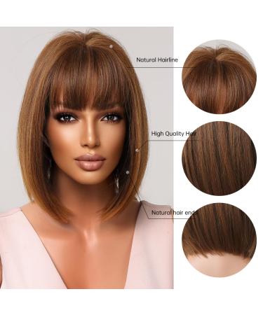 Buy Testar 14-Inch Brown Bob Wig for Women | Short Honey Brown Heat-Resistant Synthetic Hair Replacement Wig - Perfect for Everyday & Parties - Buy Online on GoSupps.com