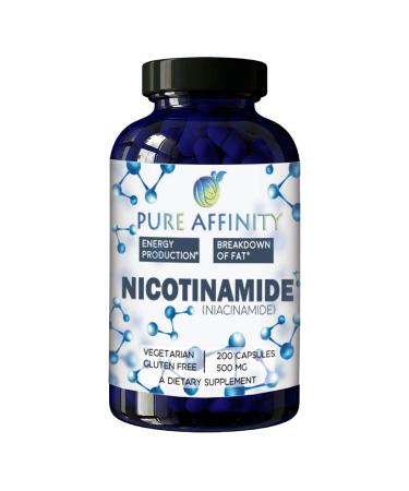 200 Count! B3 Nicotinamide 500 mg Effective Flush-Free Niacin. Energy Booster, Cell Regenerator, Supports Cognitive Decline, Anti-Aging and Helps Breaks Down Carbs & Fats (200 Ct) 200 Count (Pack of 1)
