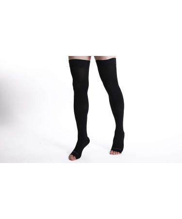 Doc Miller Open Toe Thigh High Compression Stockings 20-30mmHg - Pregnancy Support & Varicose Veins Relief - Black Medium 1 Pair - Buy Online on GoSupps.com