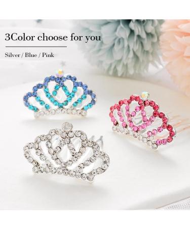 Kilshye Girl Silver Tiara Comb Set - Rhinestone Princess Prom Hair Accessories for Kids - Buy Online on GoSupps.com