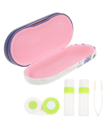 PartyKindom 5 Sets Double Layer Glasses Case Travel Accessories Storage Purple Miss Flocking Cloth