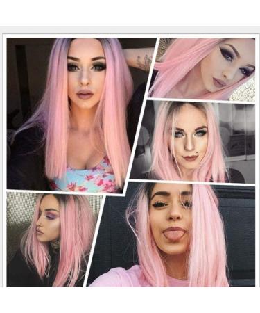 BGHJUE Pink Straight Lace Front Wig - Premium Human Hair for Black Women | Pre Plucked Brazilian Remy Wig - Buy Online on GoSupps.com