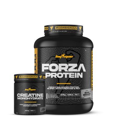 BigMan Forza Protein Pack 2 kg + 100 g en cadeau + cr atine 300 g | prot ines 80 % | isolat prot ine soja + concentr Whey | cr atine | haute teneur en prot ines (caramel sal )