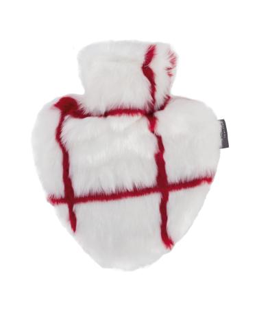 Fashy heart hot water bottle with high-quality faux fur cover 0 7L 6525 04 White Red 1 piece (1 pack)