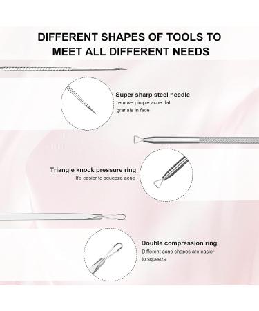 Fluco 8pcs Blackhead Remover Pimple Popper Tool Kit for Nose & Face - Stainless Steel Blemish & Whitehead Extractor Set - Buy Online on GoSupps.com
