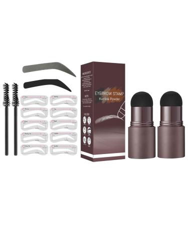 Eyebrow Stamp Eyebrow Stamp Stencil Kit Long Lasting Eye Brow Powder Eyebrow Stencils Brow Stencil Kit for Beginners 30 g (Pack of 1) C-Black & Dark Grey