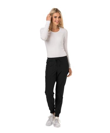 HeartSoul Jogger Scrub Pants for Women Break On Through Stretch Fabric HS030 Medium Black