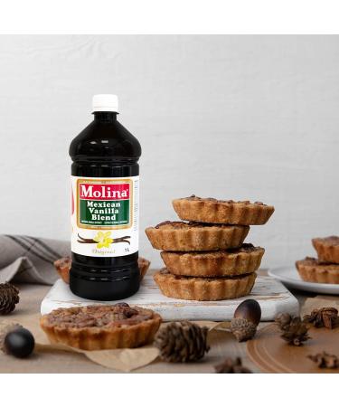 Molina Mexican Vanilla Blend 1 L / 33.3 oz (1 Bottle 1L Total) | Pure Vanilla Extract & Artificial Vanilla Blend | Authentic Mexican Flavouring | Kosher | Quality Imported Baking & Extracts - Buy Online on GoSupps.com