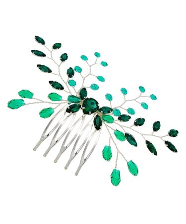 HAPINARY Green Rhinestone Hair Side Comb Hair Accessories for Wedding Girl Headpiece Wedding Hair Accessories for Brides Rhinestone Hair Comb for Wedding Green Crystal Hair Comb