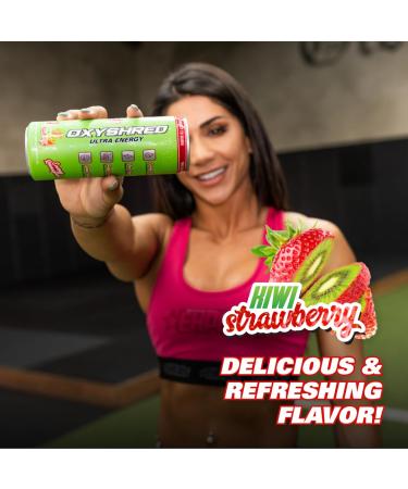 EHP Labs OxyShred Healthy Energy Drink - Zero Sugar Zero Carbs Kiwi Strawberry 12-Pack with Amino Acids & Green Tea Extract - Buy Online on GoSupps.com