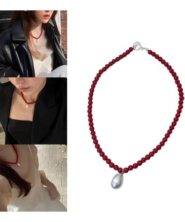 OralGos Pearl Pendant Necklace - Adjustable Bohemian Choker with Glass Beads | Stylish Jewelry for Women & Girls - Buy Online on GoSupps.com